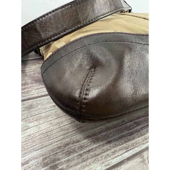COACH F19730 Signature Chain Brown Beige Convertible Crossbody Shoulder bag - Picture 15 of 16